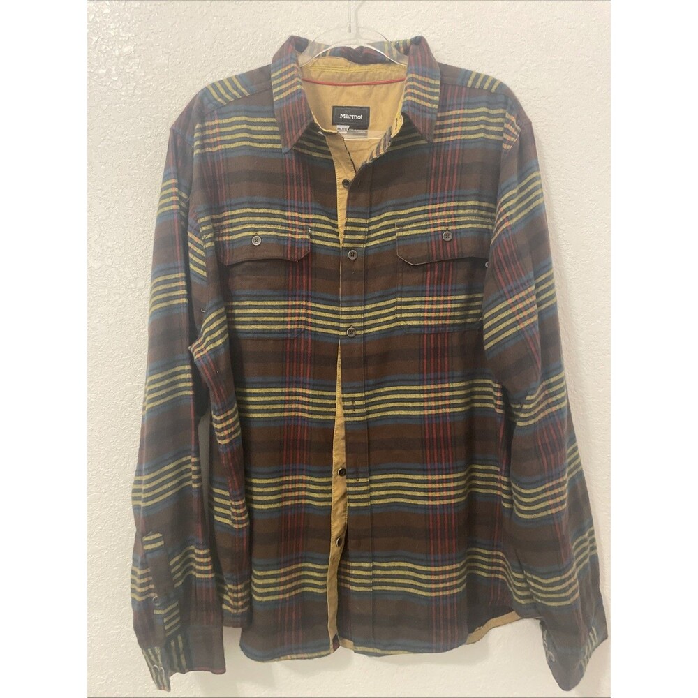 Marmot Shirt Mens XXL Top Plaid Flannel Button Up Long Sleeve Outdoor Hiking